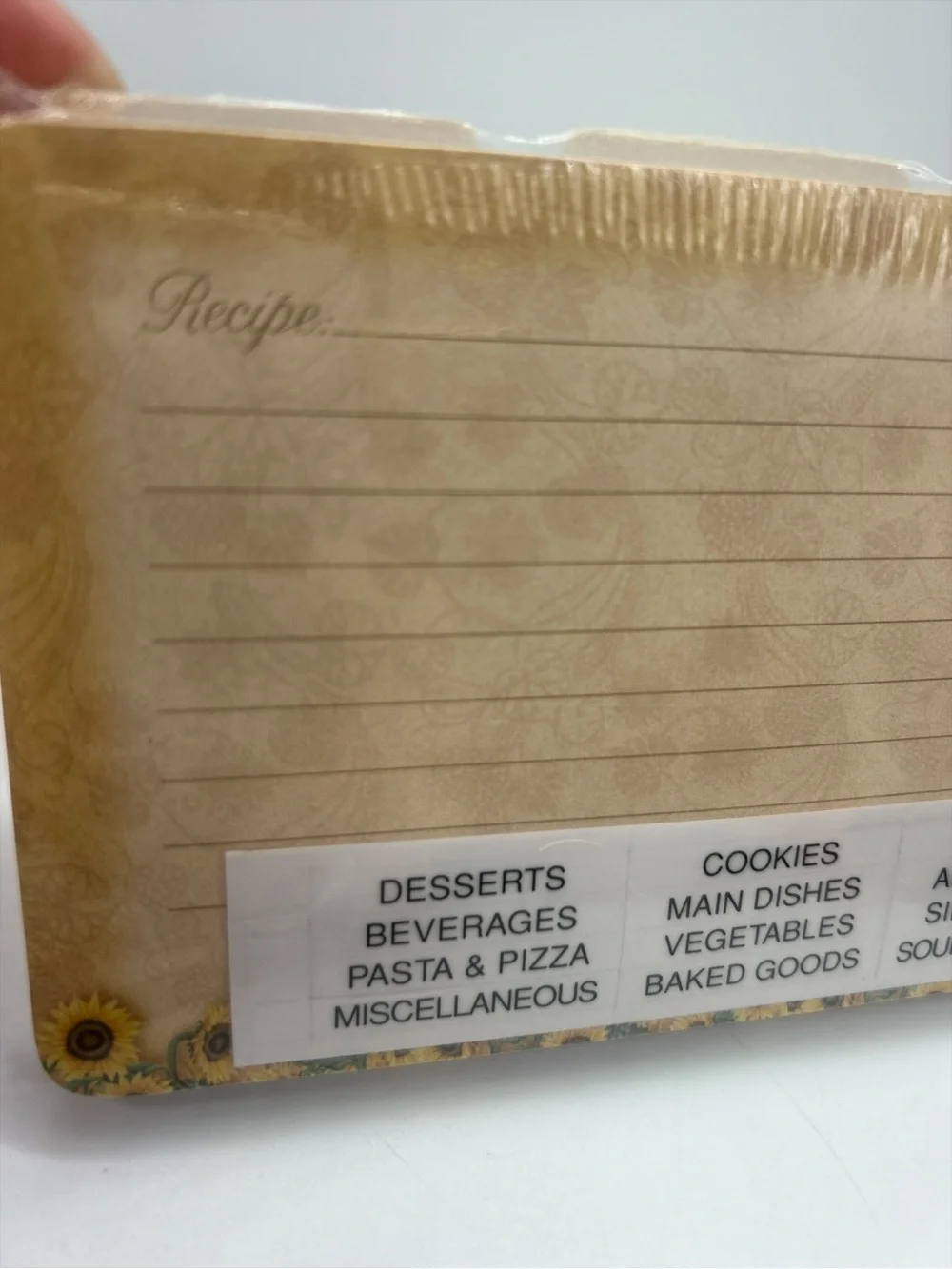 Vintage Sealed Rooster Sunflower Recipe Cards & Dividers 6x4 Kitchen Organizer